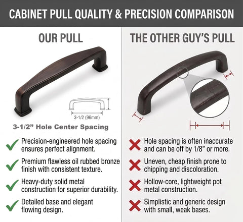 Oil Rubbed Bronze Cabinet Pulls 25 Pack - 3-1/2 Inch Hole Centers, 4 Inch Overall Length, Solid Die-Cast Zinc, Rust-Resistant Handles For Kitchen, Drawer, Bath, Easy Install With Screws Included