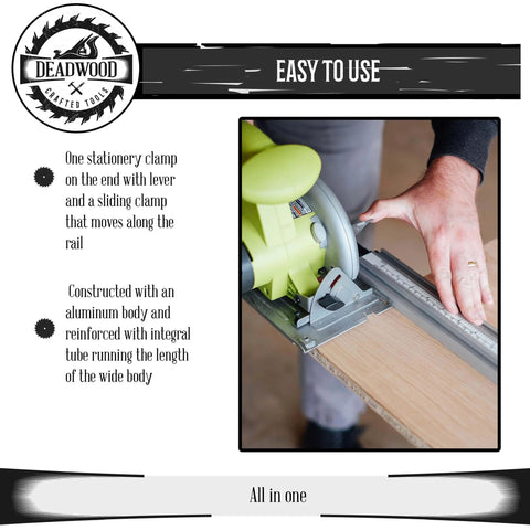 Cutting wood with Aluminum Pro Grip Clamp Straight Edge Wood Cutting Guide For Table Saw Up To 50 Inches