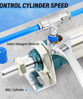 1/2 Inch 304 Stainless Steel Tee Push In Fittings Three Way Tube Connector for Air and Water Systems shown with wrench