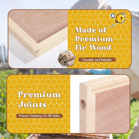 Close-up of premium fir wood and joints from 2 Pack Telescoping Beehive Cover Kit with Inner Covers and Feeding Jar Lids.