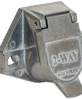 Heavy Duty Tractor Trailer Connector Socket For Power Tarp And Winch Systems Round Pin Truck Side Plug Die Cast Zinc Body, 2-way connector.