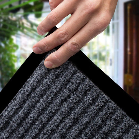 Close-up of Heavy Duty Rubber Door Mat 3 By 5 Feet For Indoor Outdoor Use Waterproof And Easy Clean Entry Mat Traps Dirt And Moisture