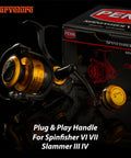 Foldable Power Handle For Penn Spinfisher VI VII Slammer III IV Reels Black 75mm 80g Aircraft Grade Aluminum