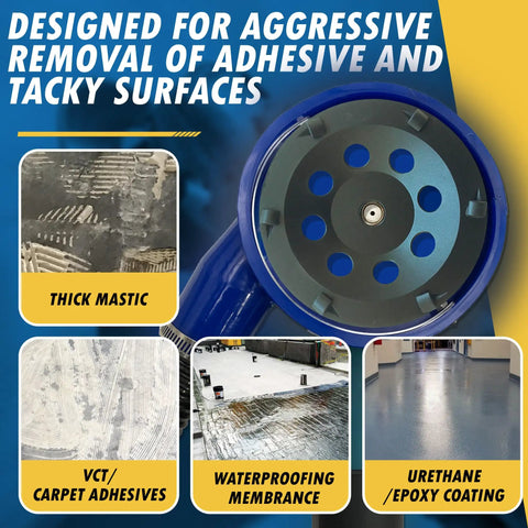 Beastly Multipurpose PCD Grinding Wheel For Epoxy Glue Mastic And Paint With Aggressive Six Quarter Round Segments, 5/8-11 Threaded Arbor, Wet Or Dry Use For Fast Surface Prep And Tough Material Removal