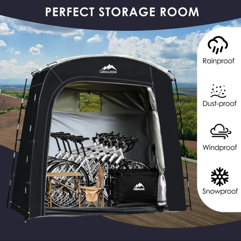 Bike Storage Tent Outdoor Portable Shed For 2 To 4 Bikes And More Large 90 By 33 By 75 Inch Space Built With 210D Oxford Cloth And PU4000mm Waterproof Fabric Weatherproof Storage For Motorcycles Garden Tools Lawn Mower And Gear