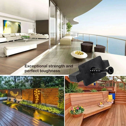 400 Pack Heavy Duty Hidden Deck Fasteners For Composite Board Installation With Screws And Dual Clip Variations shown in outdoor setting.