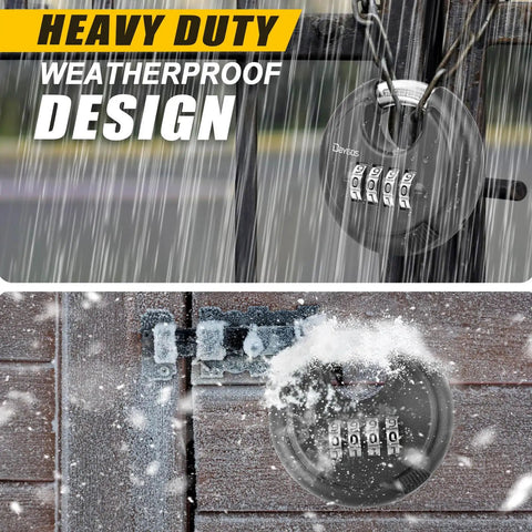 Rugged Outdoor Combination Disc Padlock With Four Digit Code Heavy Duty Weatherproof Rustproof Lock For Storage Units Gates Fences And Trailers Black Three Eighth Inch Shackle
