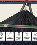 Close-up of black polyester Uniki Hammock Stand With 3 Year Warranty Instant 30 Second Foldable Hammock Setup 550 lb Capacity