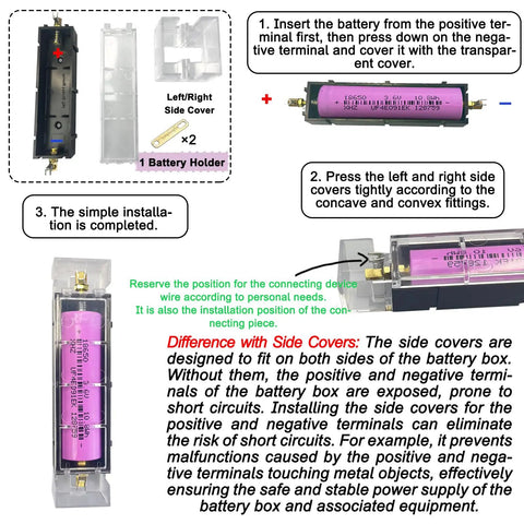 6 Pack 18650 Battery Holder With Side Covers Transparent Case No Soldering Brass Contacts Safe And Expandable DIY Battery Storage