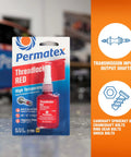 Red High Temp Thread Locker For Engine Bolts 0.375 To 1 Inch Up To 450 Fahrenheit Keeps Bolts Locked Tight Against Vibration And Heat 10 Ml Removable