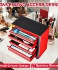 Beefed Up Heavy Duty 5 Drawer Rolling Tool Box In Red With Lockable Drawers Micro Roll Cab And Top Chest Stackable Steel Tool Cabinet