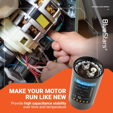 UL Certified 340-408uF Round Start Capacitor 220-250V AC 50 60 Hz Plug In Replacement For Single Phase Motors installation