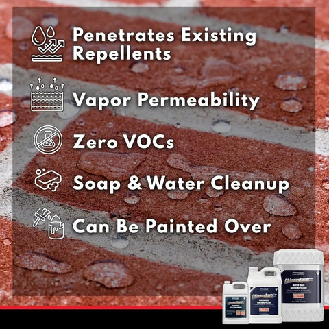 Water Base Chimney Sealant With Stain Blocker For Masonry Protection, 99.9 Percent Water Repellent image with product features