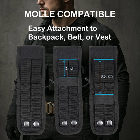 Heat Resistant Suppressor Pouch For Rifles And Pistols Melt Proof Insulation Holster Safe Silencer Storage Multi Purpose MOLLE Pouch Holder 9Inch Black Tactical Gear For Range Trips with MOLLE compatibility and attachment examples.