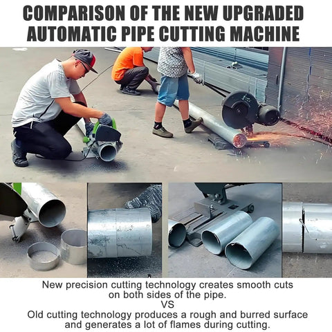 Automatic Pipe Cutting Machine Pro With Dual Saw Blades And Cold Cutting Technology in action, showing burr-free slices.