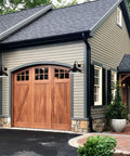 Garage with Dusk To Dawn Outdoor Barn Light 20 Inch Dome Exterior Fixture With No Fuss Auto Sensor, black wall mount