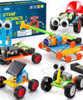 Five In One Hands On Robot STEM Kit Set For Kids Ages 8 To 12 with solar, wind, tank cars and obstacle robot