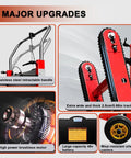 Heavy Duty Electric Stair Climbing Dolly With Extended Tracks Lets You Haul Heavy Loads Up To 881 Pounds Effortlessly On Steep Inclines showcasing upgrades including stainless steel handle and brushless motor.
