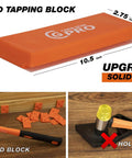 Professional Laminate Flooring Tools Kit With Tapping Block Pull Bar Rubber Mallet Knee Pads 45 Piece Pull Bar And 40 Piece Spacers showing solid tapping block dimensions and usage.