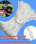 Replacement 3mm White Recoil Starter Rope Pull Cord 10m No Handle for Lawn Mower and Small Engine Recoil Starters, Fits Chainsaws, Trimmers, Generators, Edgers and Blowers, braided cord