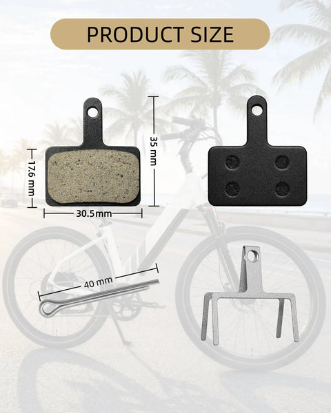 Top Shelf Resin E Bike Brake Pads Compatible With Lectric Xp 1 0 2 0 3 0 Xp Step Thru Xp Lite 1 0 size dimensions displayed.