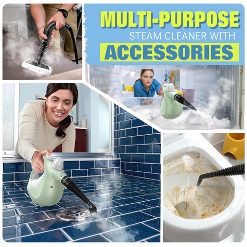 Hella Badass Handheld Steam Cleaner With 3 Bar High Pressure And 11 Piece Chemical Free Kit for effective steam cleaning on tiles.