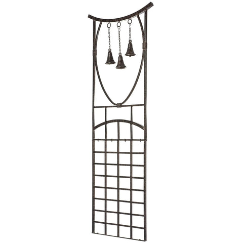 Heavy Duty Iron Garden Trellis With Decorative Bells Freestanding Outdoor Climbing Support 67 Inch Installed Height