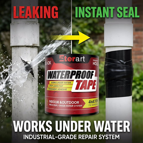 Heavy Duty Waterproof Tape 4 Inch By 10 Ft Rubberized Seal Patch For Active Leaks Sticks On Wet Surfaces Quick Fix Roofs Underwater Pool Liners And Pipes All Weather Emergency Patch Kit For Homeowners And Campers sealing a leaking pipe