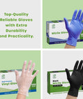 Blue Disposable Vinyl Gloves 100 Count Powder Free And Latex Free Comfy Flexible Fit For Cleaning Food Prep And Household Tasks