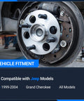 Front Wheel Bearing And Hub Assembly For 1999 2000 2001 2002 2003 2004 Jeep Grand Cherokee Front Left And Front Right 5 Lug Non ABS Replacement Kit Easy Install Direct Fit installed on vehicle