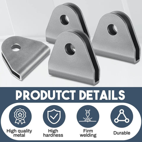 4 Pack Double Shear Seat Belt Tabs Weld On For Offroad Cars And UTVs Heavy Duty Iron Tabs with one-half-inch holes detail image