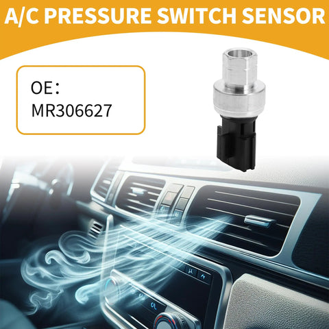 MR306627 Air Conditioning Pressure Switch Sensor next to Mitsubishi Lancer car interior air vent.