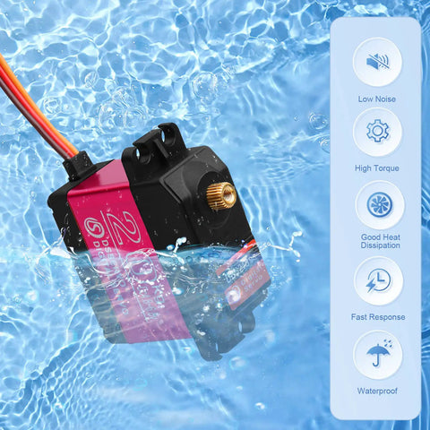 High Torque 20Kg RC Servo Motor Waterproof Full Metal Gear Steering submerged in water showcasing waterproof feature