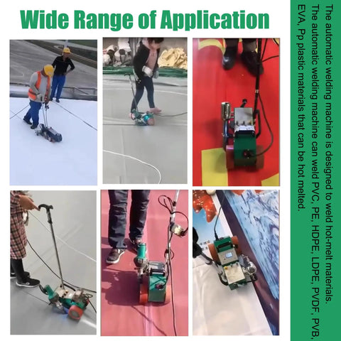Multiple angles of Professional 5500W Hot Air Welding Machine With PID Temp Control For PVC Banners And Roof Waterproofing Membranes in use.