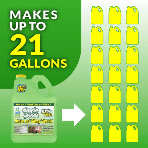 Go To House And Siding Pressure Washer Cleaner Concentrate That Lifts Mold And Mildew Stains From Vinyl Aluminum Wood Brick And Stucco Its Safe On Surfaces And Cleans Up To 6400 Sq Ft bottle with 21 yellow jugs graphic