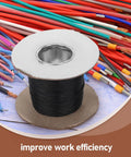 Flame Retardant Braided Cable Sleeve For Power Cords And Data Cables Breathable Mesh Wire Protector Tube on a spool with various wires.