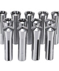 R8 Collet Set, 13-Piece From 1/8 Inch To 7/8 Inch, Hardened Carbon Steel, Precision 0.0018 Inch TIR, 7/16-20 Thread