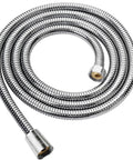 Extra Long 79 Inch Stainless Steel Shower Hose With Anti Kink Flex Handheld Hose shown coiled, showcasing universal half inch thread fit G1/2.