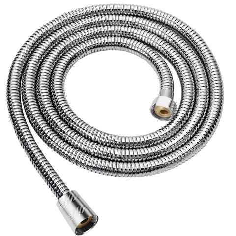 Extra Long 79 Inch Stainless Steel Shower Hose With Anti Kink Flex Handheld Hose shown coiled, showcasing universal half inch thread fit G1/2.