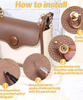 40 Piece D Ring Rivets For Leather Purses And Bags Gold Ball Studs With D Rings Dope Bag Hardware For DIY Purse Craft Crossbody Strap Attachments And Replacement Rivets installed on brown leather bag