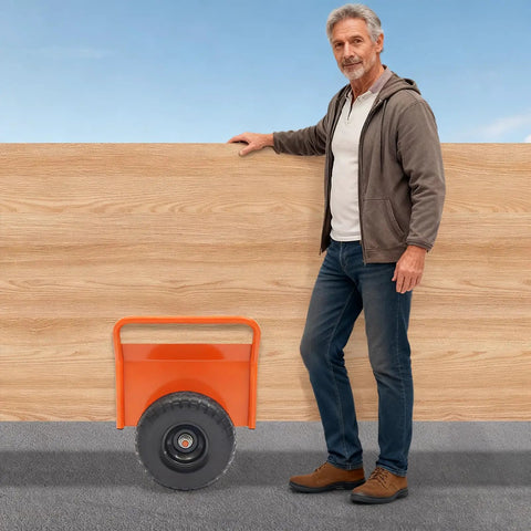Heavy-Duty Slab Dolly Cart With 1000Lb Capacity And 10-Inch All-Terrain Tires Non-Slip Industrial Transport Dolly Built From Steel And Rubber For Durable Performance On Construction Sites Easy Moving Heavy Loads, shown with a slab