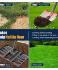 Lawn Leveling Rake With 17x10 Inch Heavy Duty Stainless Steel Head And 72 Inch Adjustable Handle For Quick Soil Grading Steps