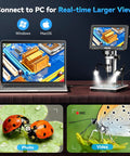 7 Inch IPS Digital Microscope With Rotatable HD Screen 1200X Magnification, 16MP Camera, Coin Microscope With Built In Lights For Ultra Crisp Close Ups, Easy Viewing, No Lag Imaging, Perfect For Classrooms And Hobbyists. connected to PC with laptop and digital screen