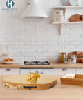 Oil Rubbed Black Utility Tray Pulls 10 Pack With Screws on a wooden cutting board in a kitchen setting.