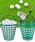 Two Pack Golf Ball Basket With Handle Made From Durable ABS Non Rolling Flat Sided Ball Holder For Practice Balls Easy Storage