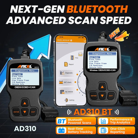 Enhanced Bluetooth OBD2 Scanner With 2 In 1 Car Engine Fault Code Reader For iPhone And Android with screen display and phone app
