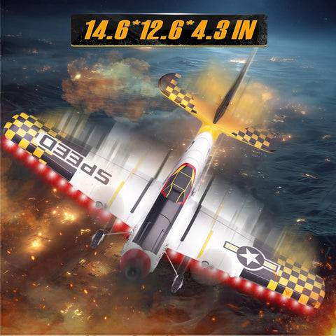 Starter-Friendly RC Plane For Kids And Grownups With 6-Axis Gyro, LED lights in action against dramatic sky background