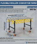 Heavy Duty Table Saw Outfeed Roller Conveyor Table With Adjustable Height Range From 30 To 50 Inches for material handling.