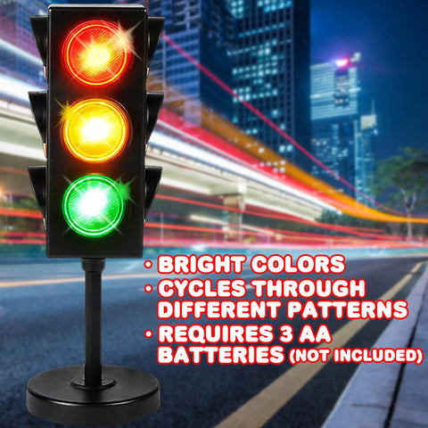 Traffic Light Table Lamp For Kids With Color Changing LEDs, Totally Cool Bedside Nightlight For Boys And Girls glowing on stand