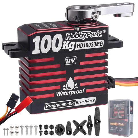Waterproof Beefy Torque RC Servo 100KG 1380ozin 16.8V HV Brushless Full Metal Gear for RC Crawlers with accessories